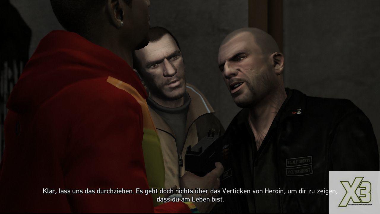 [23/02/2009] Johnny Klebitz (rechts) trifft Playboy X (links) und Niko Bellic (Mitte).