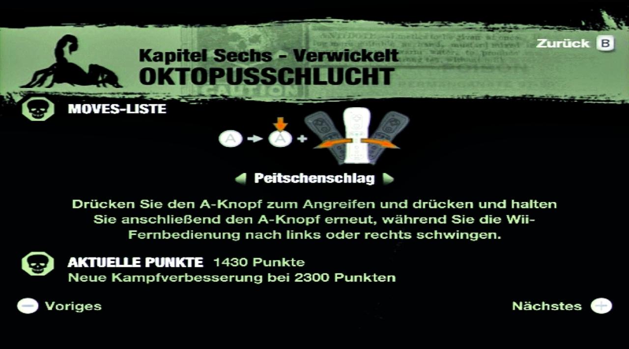 [05/03/2009] ETWAS UMSTÄNDLICH Neu erlernte Combos müsst ihr im Menü nachlesen und ein wenig üben.