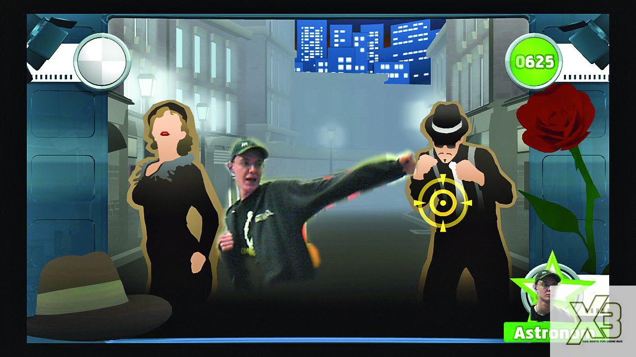 [17/03/2009] PC-Kollege Ali Wenzel schlägt den Gangster und verschont die Frau in diesem Minispiel.