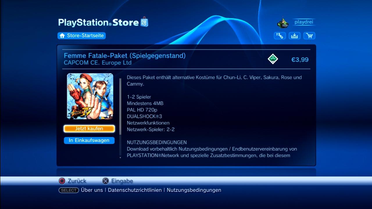 [28/04/2009] Maskenball, die Zweite: Für 4 Euro kleidet ihr jeweils fünf Street-Fighter-Recken neu ein. Alle Zusatzkostüme belaufen sich somit auf knapp 20 Euro.