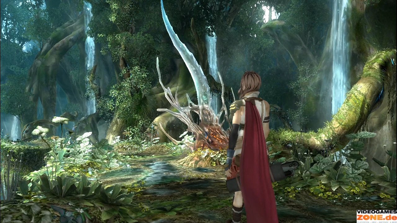 [22/04/2009] Der Auenwald von Sunleth - Naturreservat - Final Fantasy 13: Dieser Wald sieht einfach nur brillant aus. Die geniale Welt durchqueren Sazs und Vanille auf dem Weg nach Nautilus.