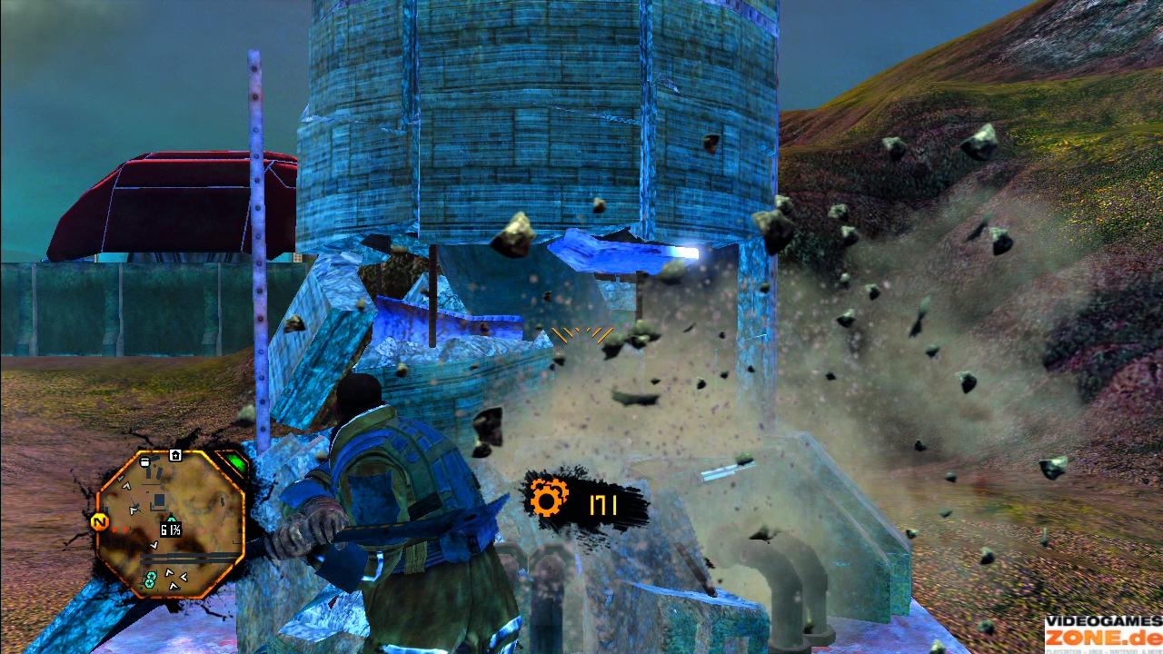 [05/06/2009] Red Faction Guerilla - Mit eurem Vorschlaghammer verarbeitet ihr selbst massiven Beton wie hier zu Bröseln.