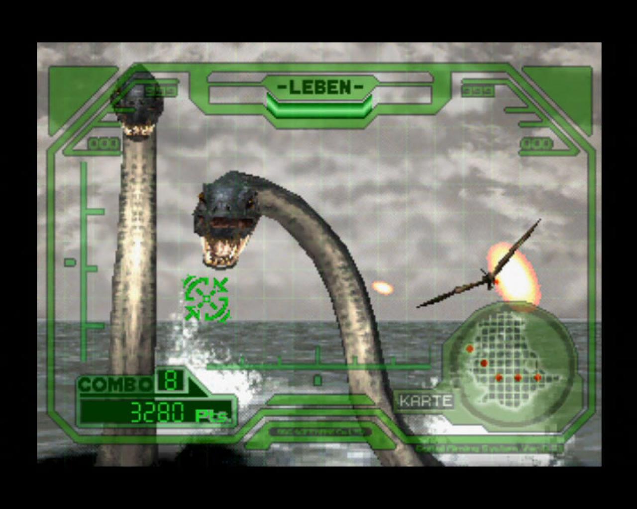 [30/07/2009] Kurzweilige Shooter-Passagen verbinden verschiedene Umgebungen miteinander. Hier nehmen wir an Bord eines Schiffes Saurier aufs Korn.