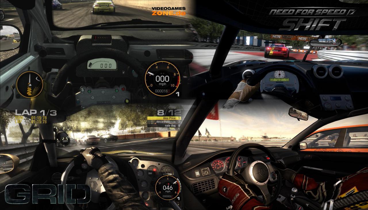 [17/07/2009] Die Innenansicht im Blickpunkt: Das Cockpit sieht in Need for Speed: Shift gegenüber GRID etwas detaillierter aus.