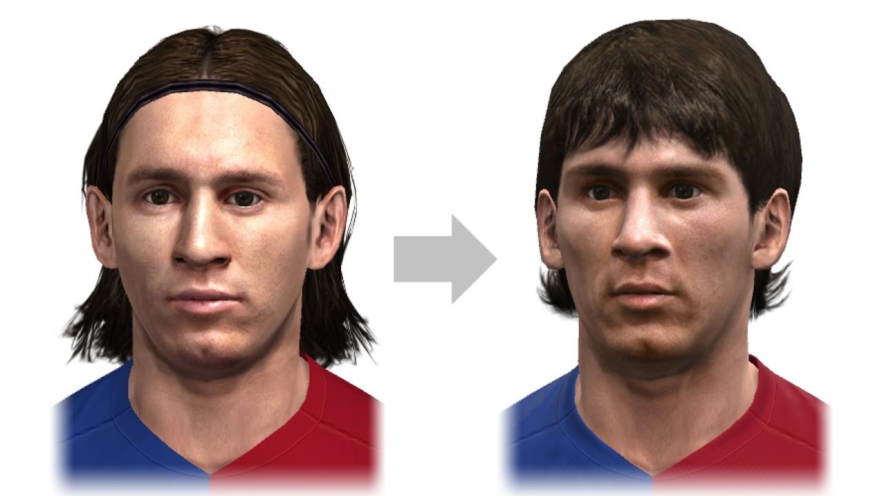 [16/07/2009] Lionel Messi vom FC Barcelona in PES 2009 (links) und PES 2010.