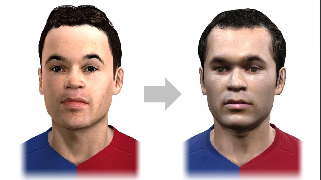 [16/07/2009] Andrés Iniesta vom FC Barcelona in PES 2009 (links) und PES 2010.
