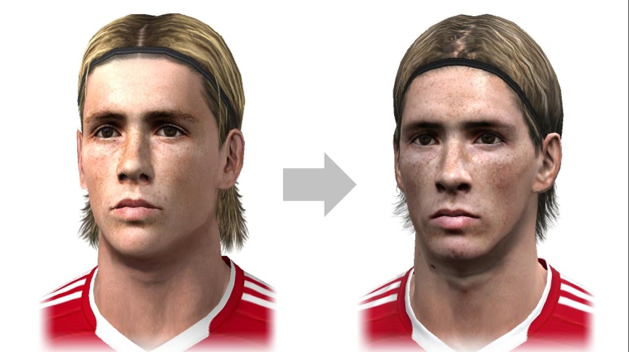 [16/07/2009] Fernando Torres von Liverpool FC in PES 2009 (links) und PES 2010.