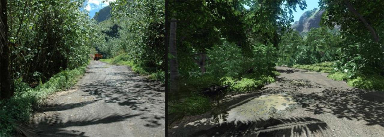 [24/07/2009] Der Edelshooter Crysis sorgte bereits im Vorfeld seiner Veröffentlichung mit diesen Bildervergleichen für offene Münder. Auch hier kommt wieder euer geschultes Auge zum Einsatz. Auf welcher Seite wird wohl die CryEngine 2 gezeigt? (5)