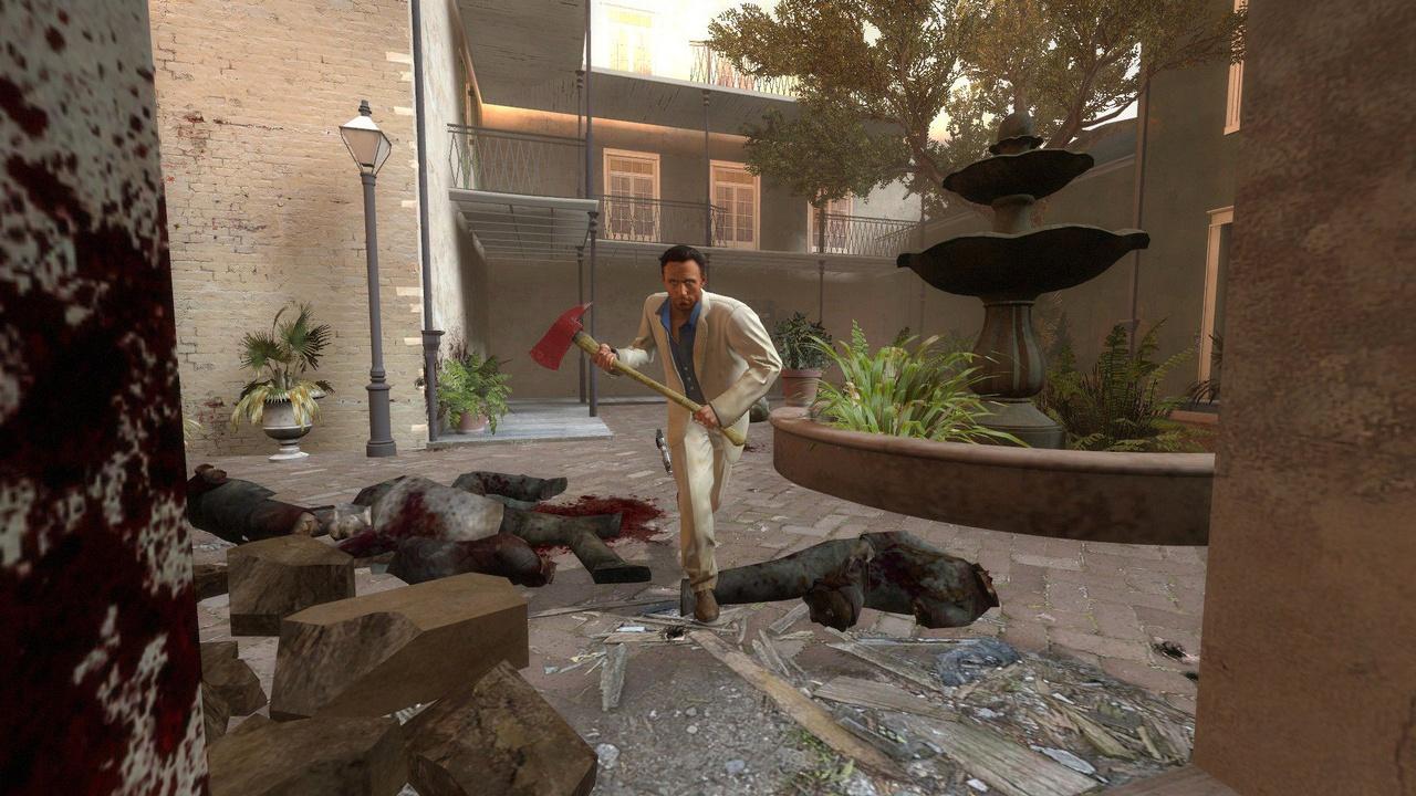 [12/09/2009] Nick, der zynische Anzugträger ist mit einer Axt unterwegs: Screenshot aus Left 4 Dead 2.