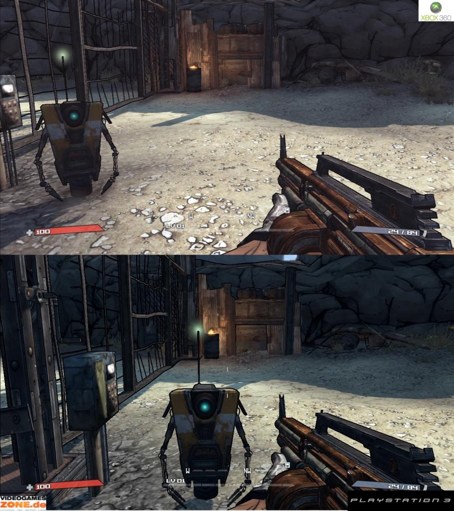 [27/10/2009] Borderlands im Grafik-Vergleich. Oben: Xbox 360; unten PS3-Version. (14)