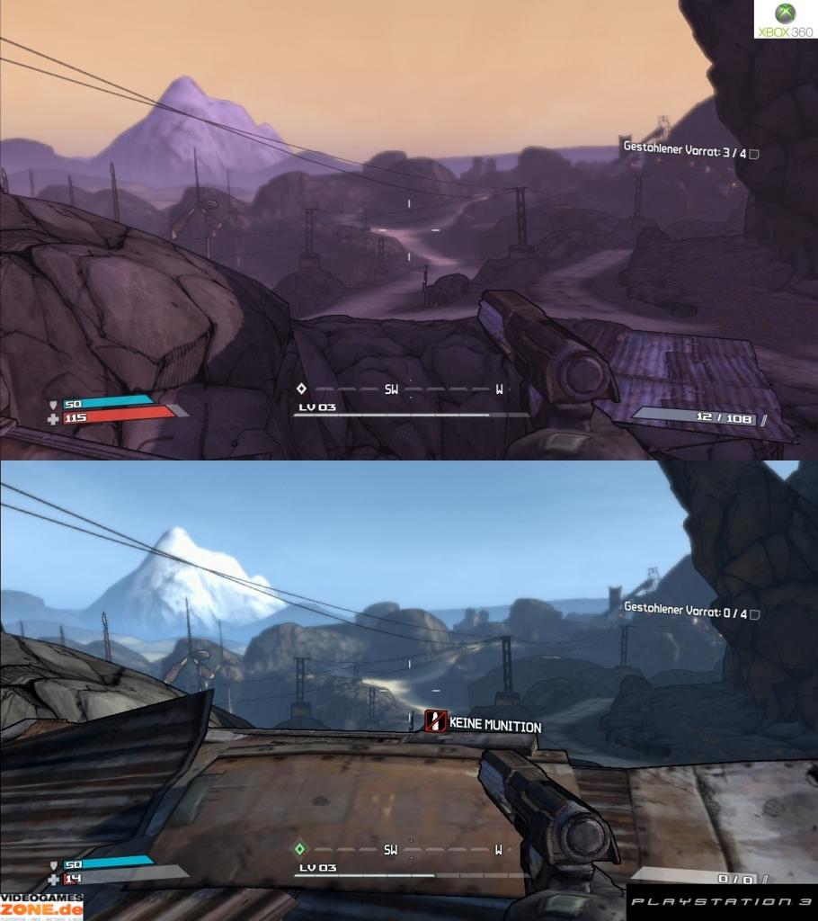 [27/10/2009] Borderlands im Grafik-Vergleich. Oben: Xbox 360; unten PS3-Version. (16)