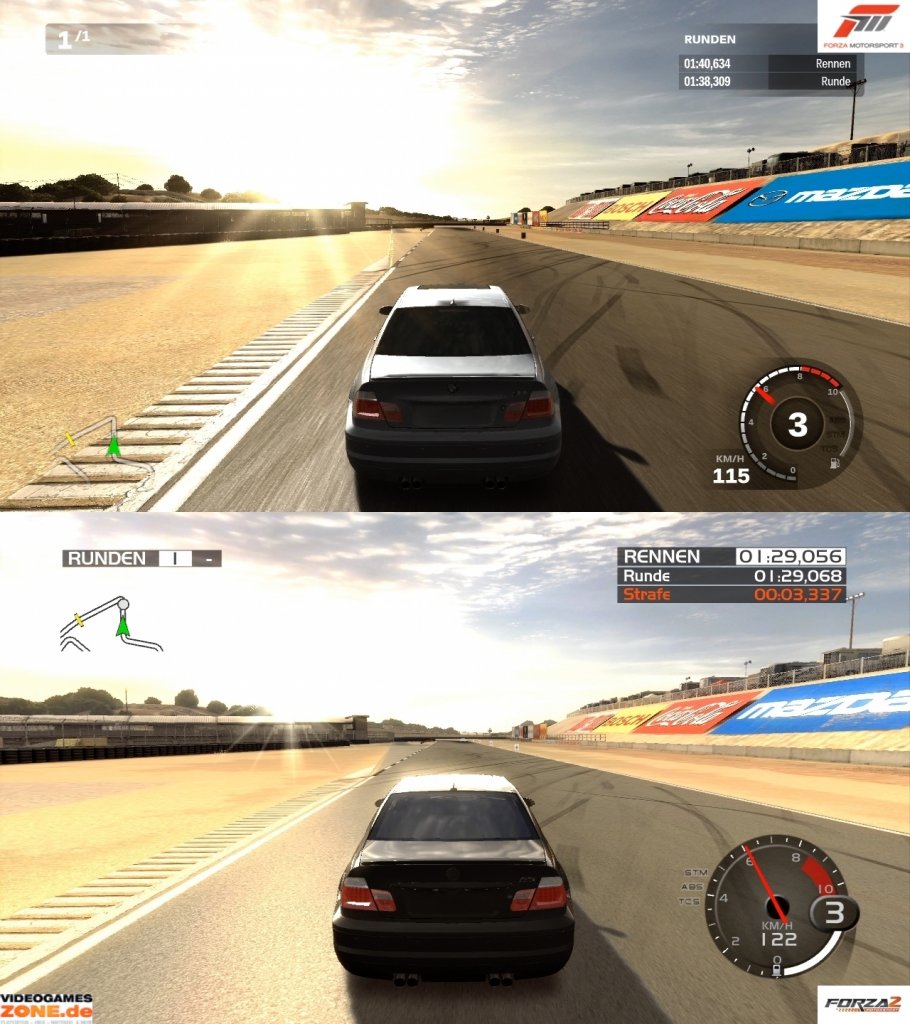 [09/10/2009] Screenshotvergleich zwischen Forza 3 und Forza 2 (oben: Forza 3; unten: Forza 2) (3)