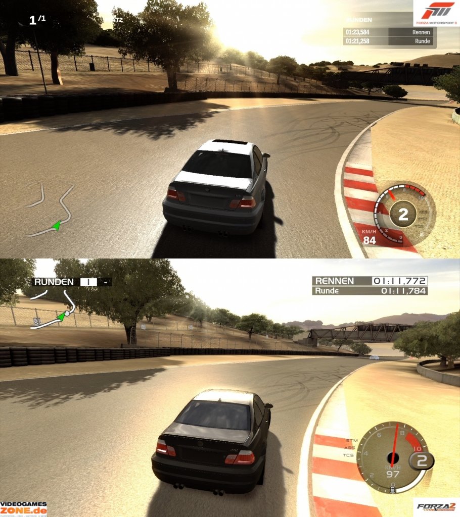[09/10/2009] Screenshotvergleich zwischen Forza 3 und Forza 2 (oben: Forza 3; unten: Forza 2) (11)
