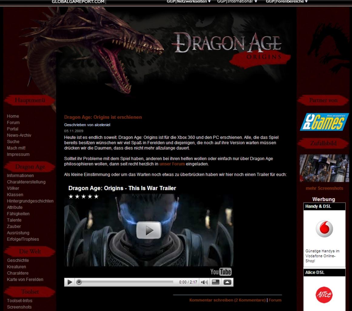 [06/11/2009] Dragon Age Fanseite