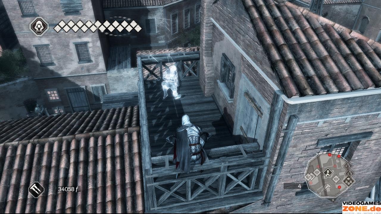 [18/11/2009] Im Westen der Stadt findet ihr bei dem Ausrufezeichen auf einem Dach einen sterbenden Söldner, der Ezio mitteilt, dass Bartolomeo irgendwo in dem grünen Kreis im Norden eingesperrt ist.
