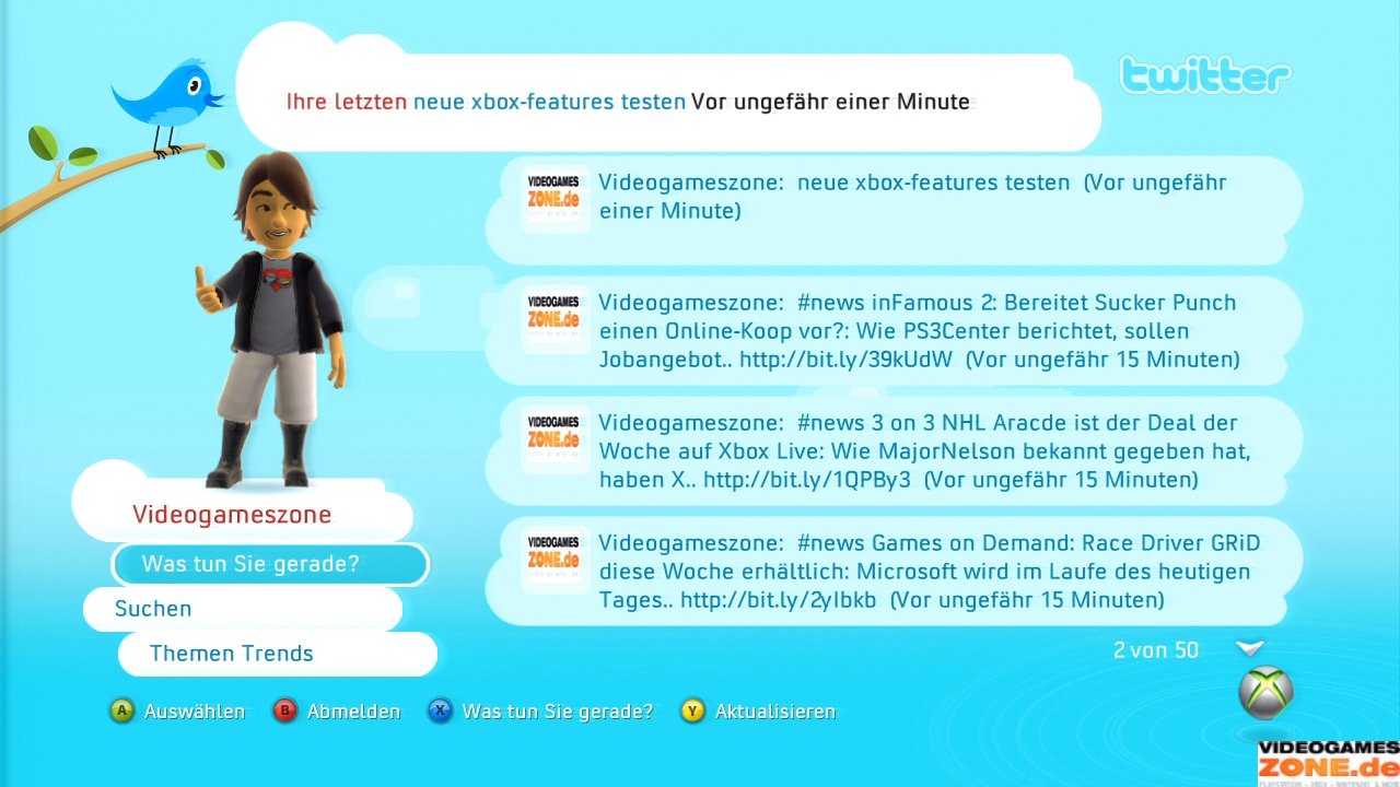 [17/11/2009] Prompt erscheint unsere eben getippte Nachricht unter den aktuellen Tweets.