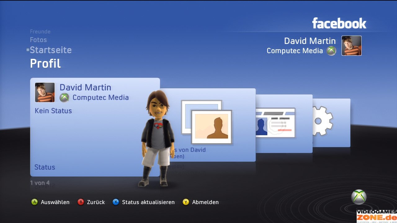 [17/11/2009] Anhand des Status-Reiters gebt ihr Kurzmitteilungen ein, um sie zu euren Facebook-Account zu übermitteln.