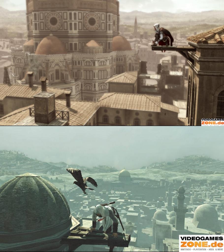 [18/11/2009] Assassin's Creed 2 (upper screen) vs. Assassin's Creed (lower screen) - Grafik Duell