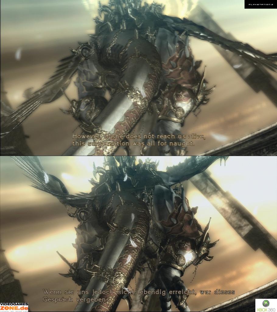 [18/12/2009] Bayonetta Grafik-Vergleich zwischen PS3-(oben) und Xbox-360-Version (unten). (13)