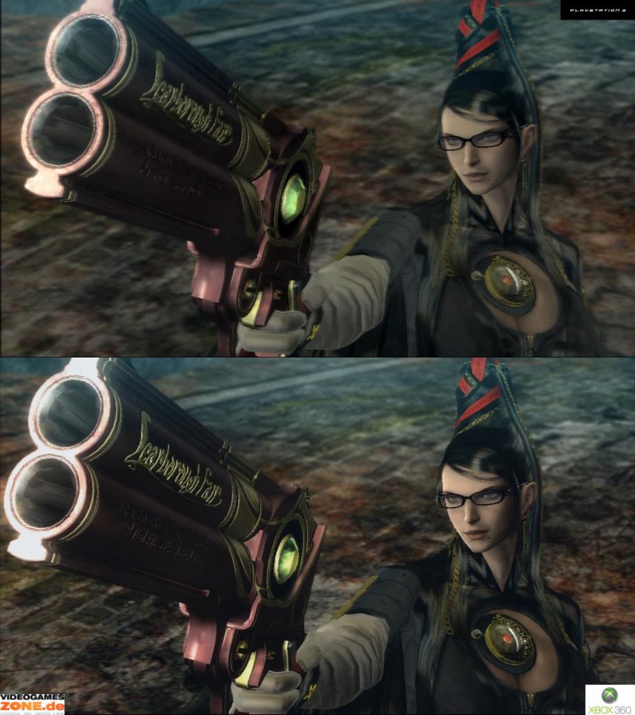 [18/12/2009] Bayonetta Grafik-Vergleich zwischen PS3-(oben) und Xbox-360-Version (unten). (14)