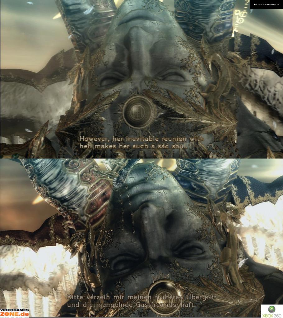 [18/12/2009] Bayonetta Grafik-Vergleich zwischen PS3-(oben) und Xbox-360-Version (unten). (15)