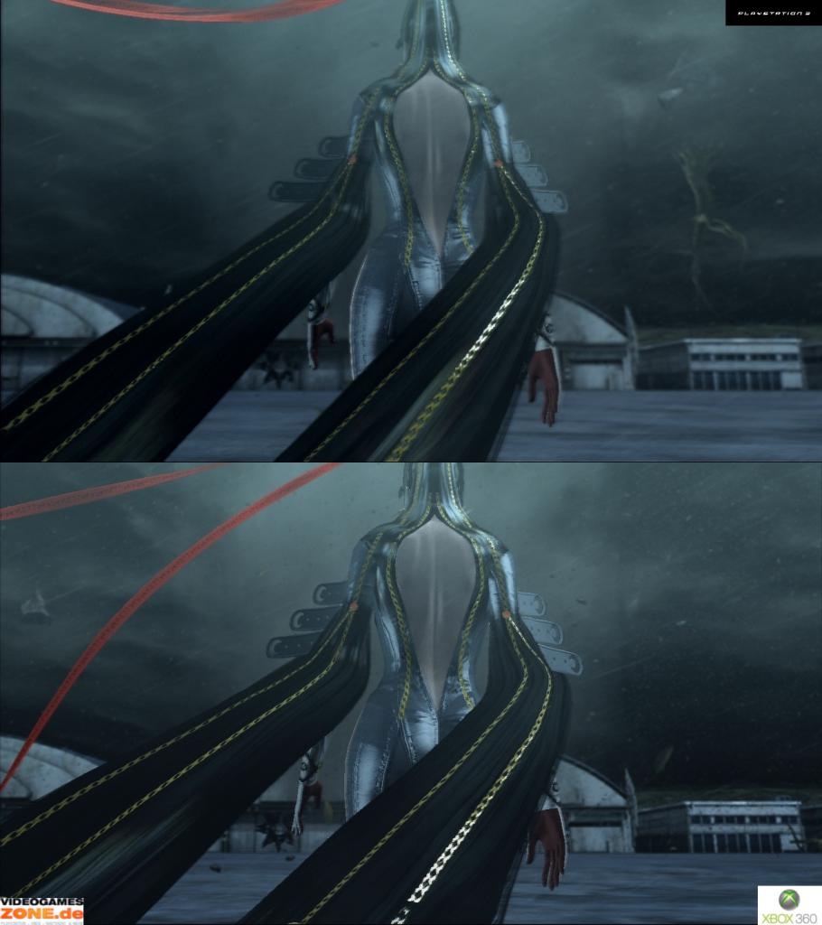 [18/12/2009] Bayonetta Grafik-Vergleich zwischen PS3-(oben) und Xbox-360-Version (unten). (8)