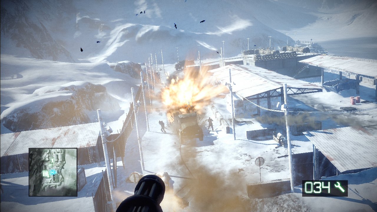 [01/03/2010] Battlefield Bad Company 2 im Test - Tod von oben: Mit dem Bordgeschütz ballern ist simpel, macht aber Spaß.