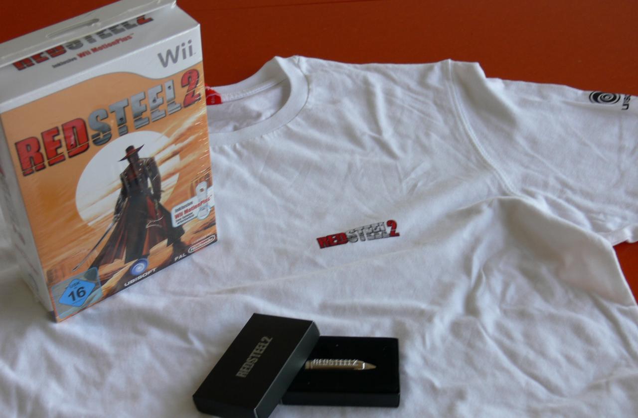 [26/03/2010] Wii-Paket - bestehend aus Red Steel 2 (inkl. Wii MotionPlus), Red Steel 2-T-Shirt und Red Steel 2-Bullet.