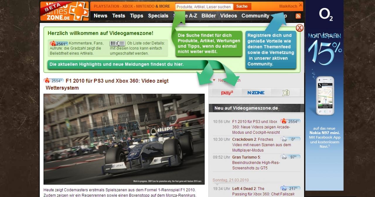 [22/03/2010] Die neue Videogameszone.de ist da! Neue Community-Features, frisches Design und mehr Übersichtlichkeit zeichnen die neue Webseite aus.