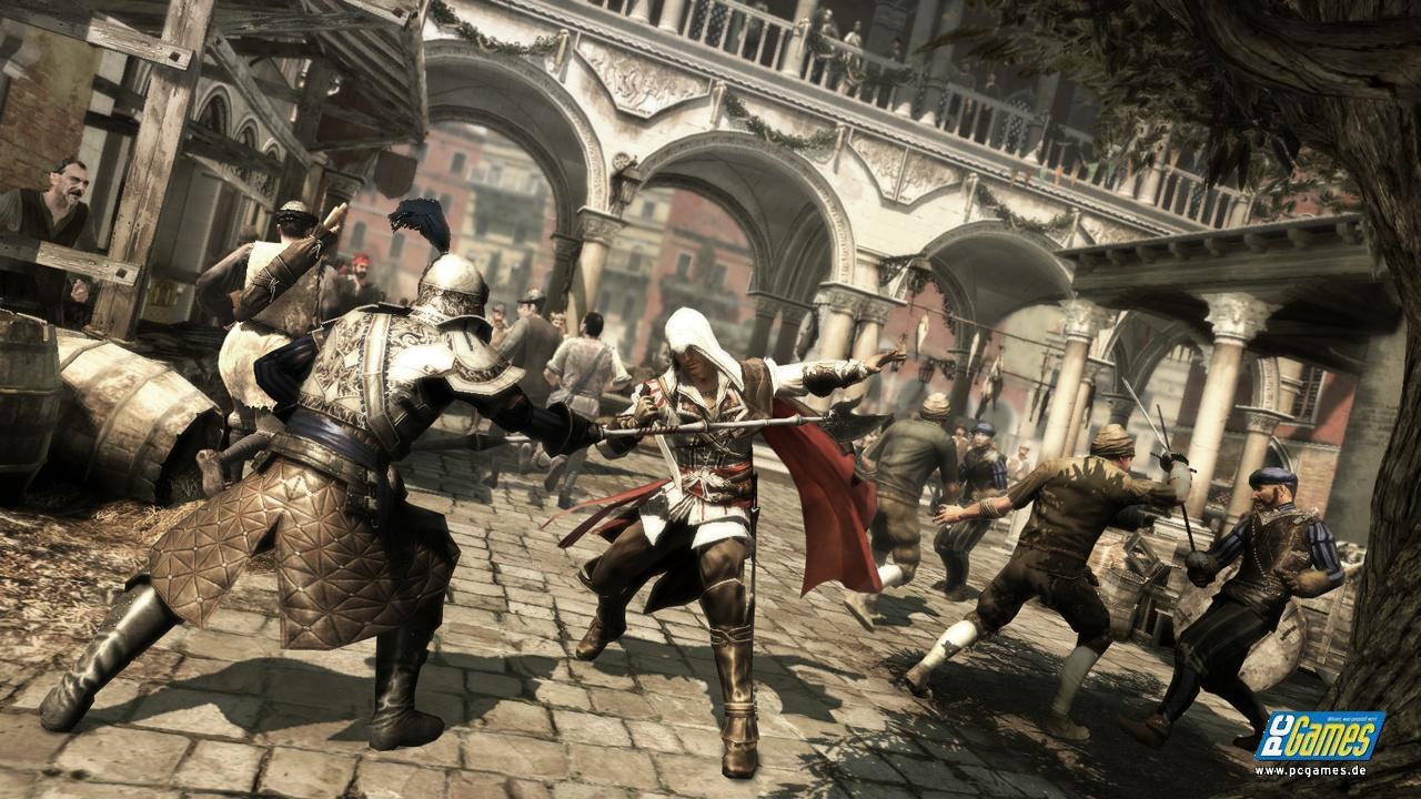 [21/04/2010] Assassin's Creed 2, Ubisoft [br] Der französische Publisher schützt einige seiner aktuellen Highlights, darunter Assassin's Creed 2 und Siedler 7, mit einer aufwendigen Online-DRM-Lösung. Erstkäufer müssen das Spiel unter Angaben ihres Namens mit einem Ubisoft-Konto verknüpfen - das funktioniert mithilfe des enthaltenen Installations-Keys. Folglich ist ein Weiterverkauf der bereits aktivierten Software nur eingeschränkt möglich. 
