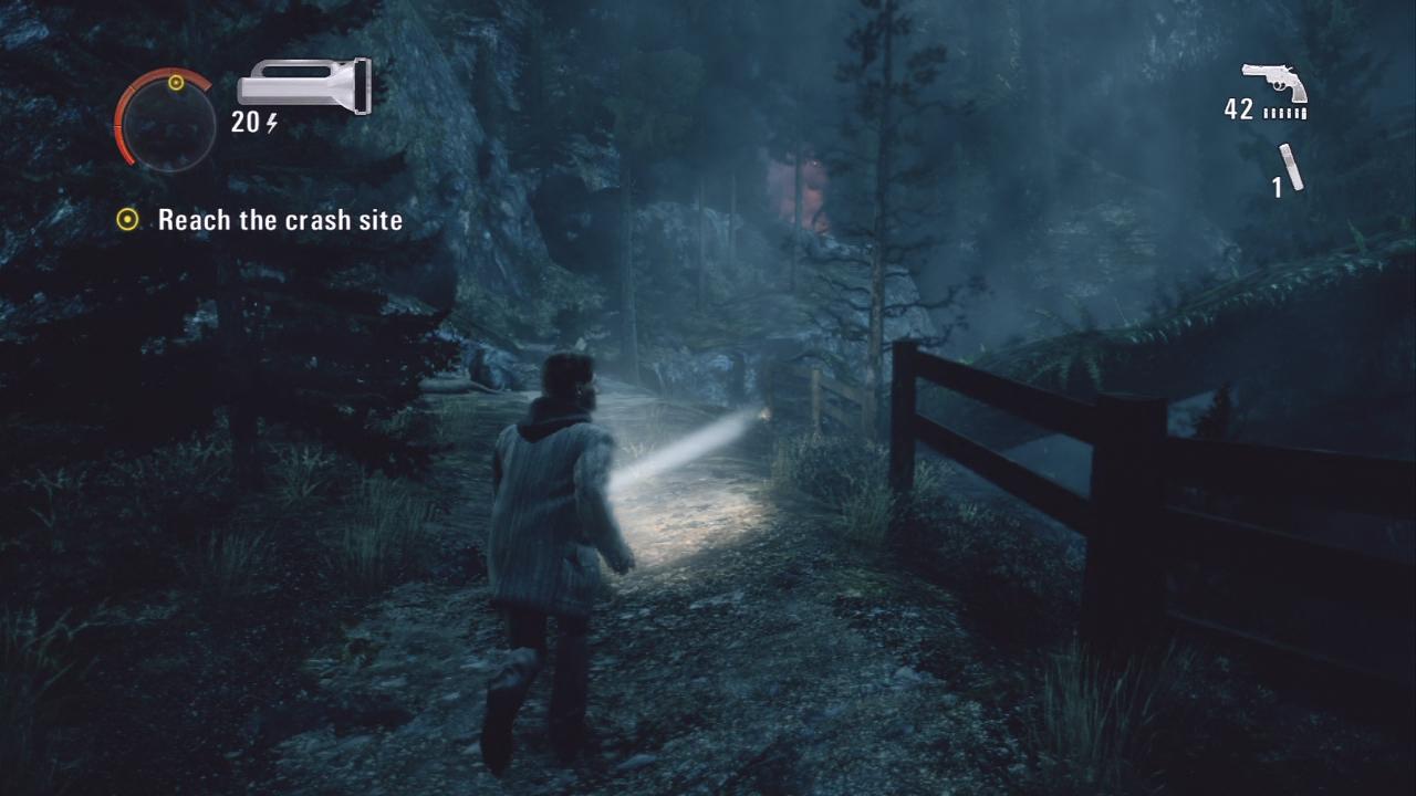[04/05/2010] Alan Wake - Der moderne Horrortitel im klassischem Gewand: Meist streift der Spieler durch düstere Wälder; die einzige Lichtquelle ist der Schein einer Taschenlampe. Hier sprechen die Entwickler eine Urangst des Menschen an: die Furcht vor der Dunkelheit.