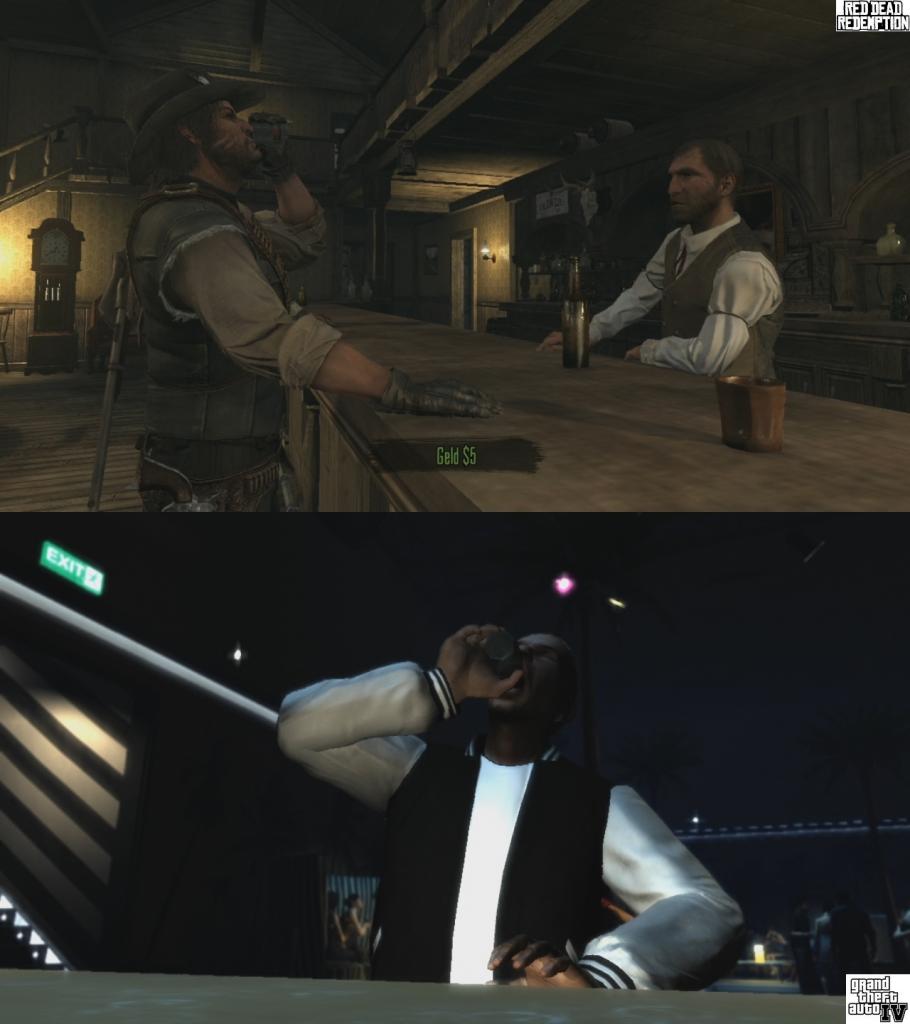 [18/05/2010] Schon im Wilden Westen wurde reichlich getrunken. In GTA 4 fehlen solche Szenen natürlich ebenfalls nicht.
