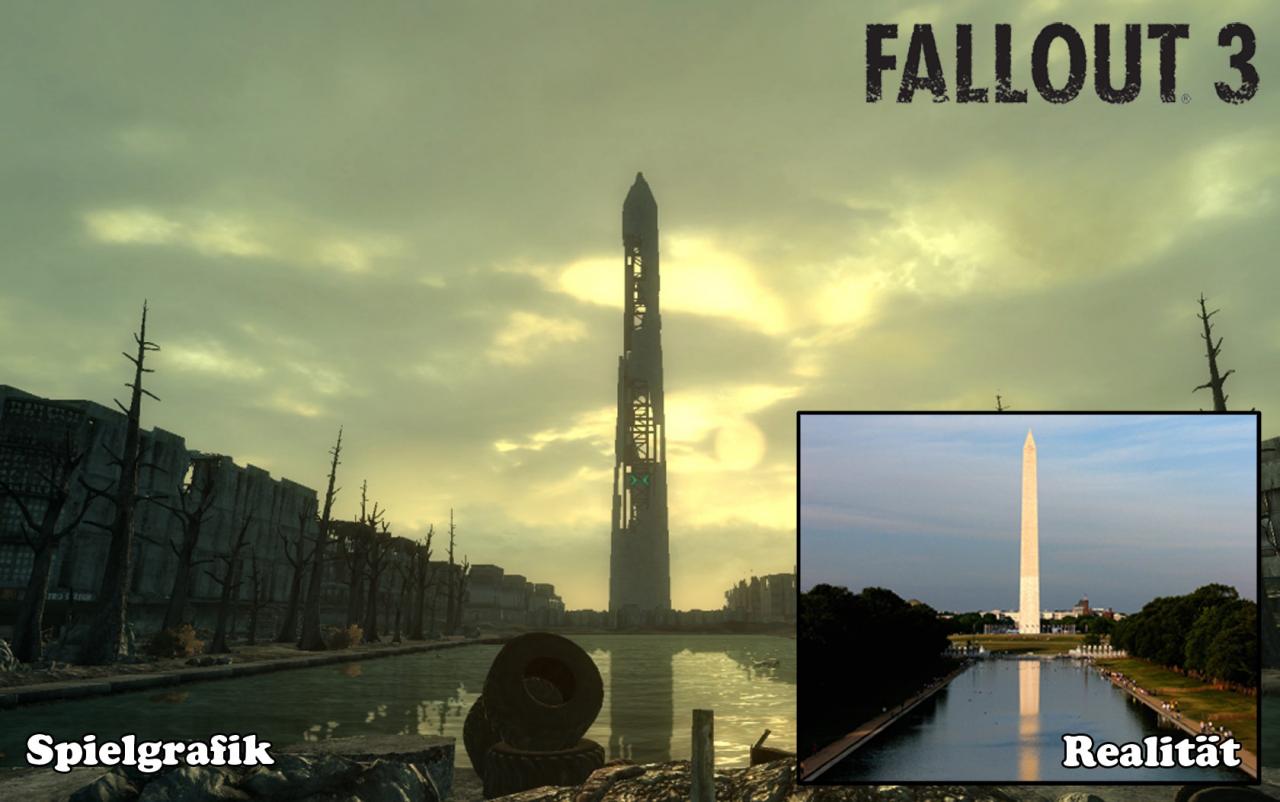 [09/08/2010] In Fallout 3 liegt Washigton DC nach einer nuklearen Apokalypse in Schutt und Asche. Einzig die Wahrzeichen der Stadt, allen voran das Washigton Memorial, haben das Inferno mehr oder weniger überlebt. 