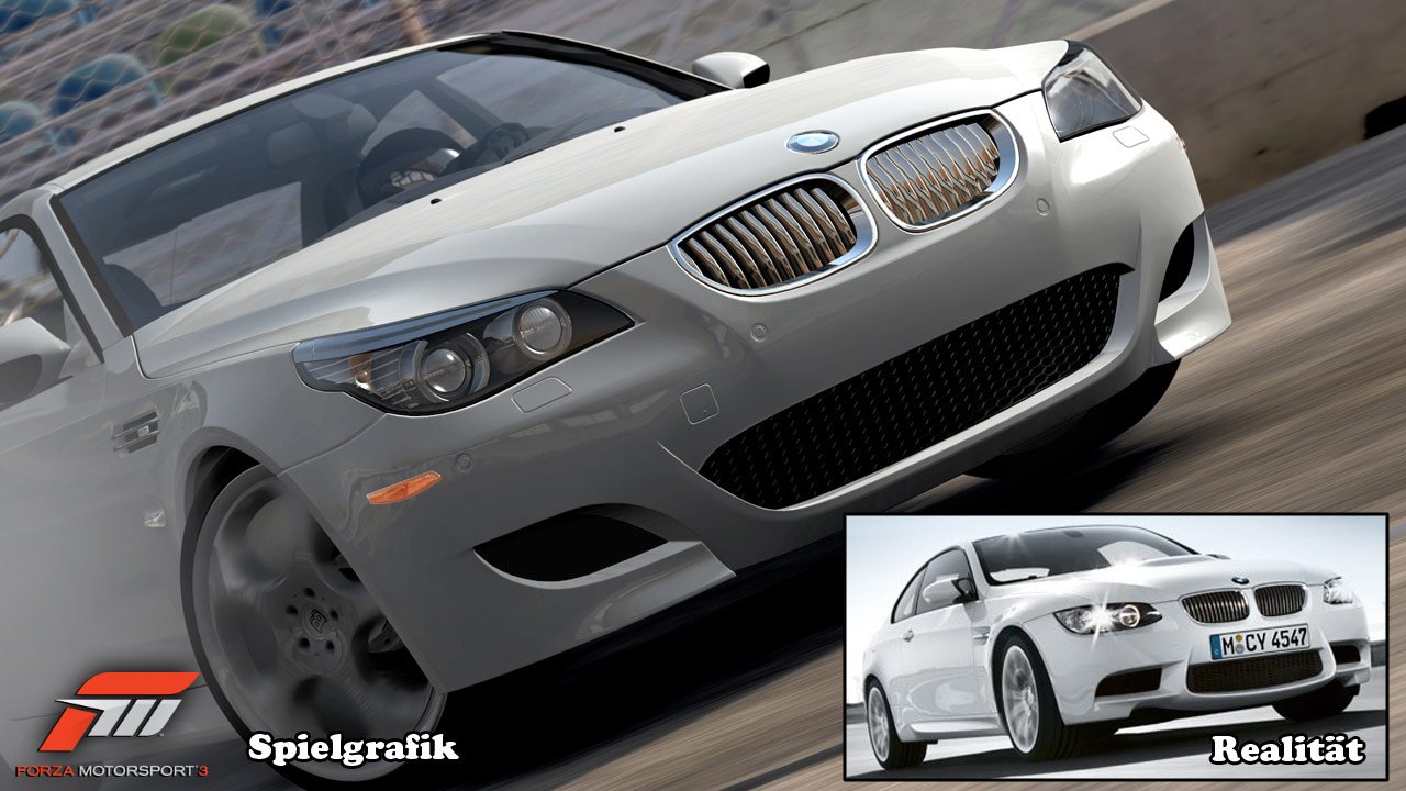 [17/08/2010] Auf dem Weg zum Fotorealismus: Der Fuhrpark aus Forza 3 kann sich optisch sehen lassen. Im Bild: BMW M5.