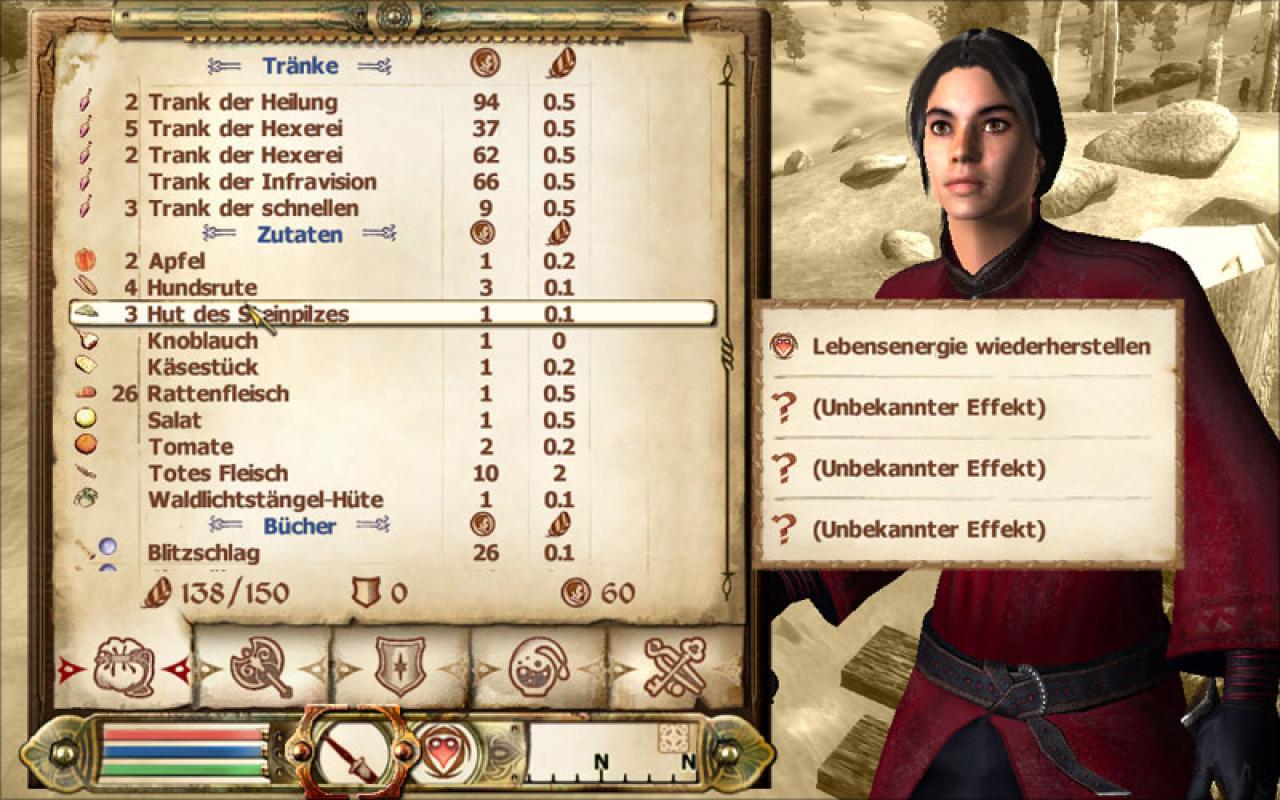 [16/08/2010] (2006) Grenzen zeigt das umfangreiche Rollenspiel The Elder Scrolls IV: Oblivion nur hinsichtlich der Anzahl mitgeführter Items auf. Sämtliche Objekte im Spiel bekamen nämlich ein Gewicht zugewiesen und der Held kann nur eine begrenzte Menge auf seine Schultern laden. 