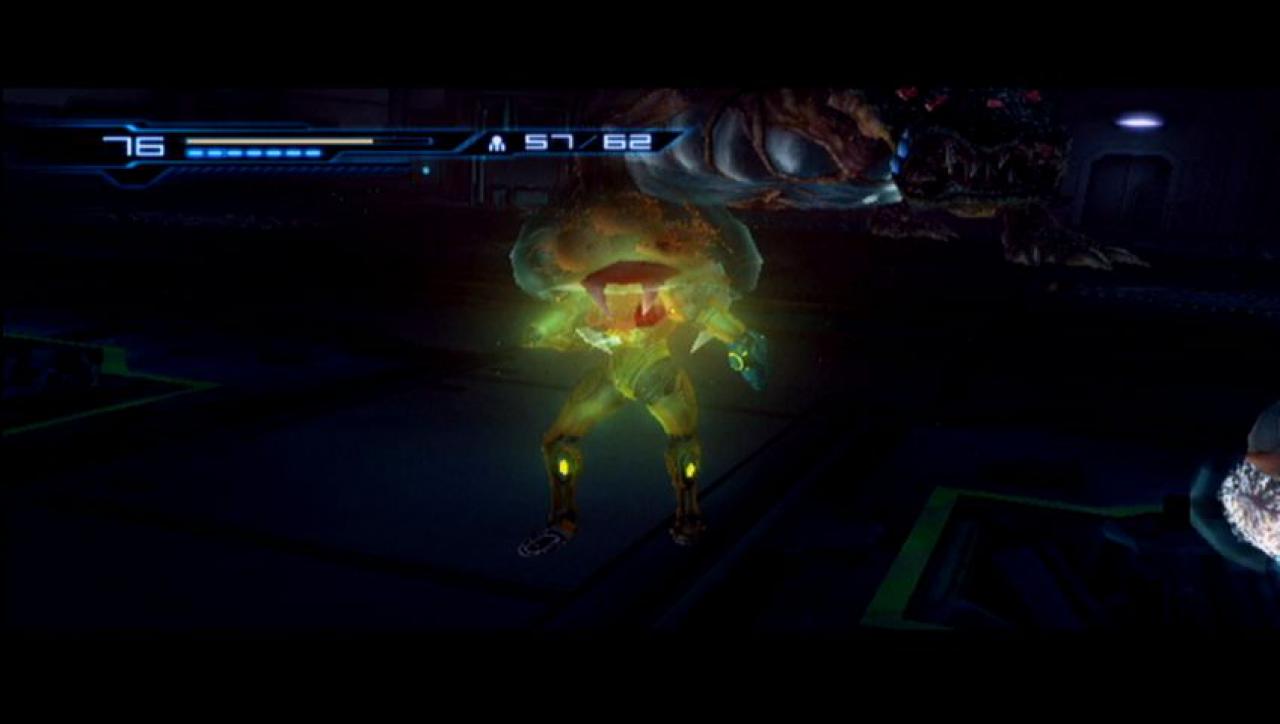 [17/09/2010] Die kleinen Metroids schüttelt Samus ab, indem sie sich in den Morphball verwandelt und eine Bombe legt.