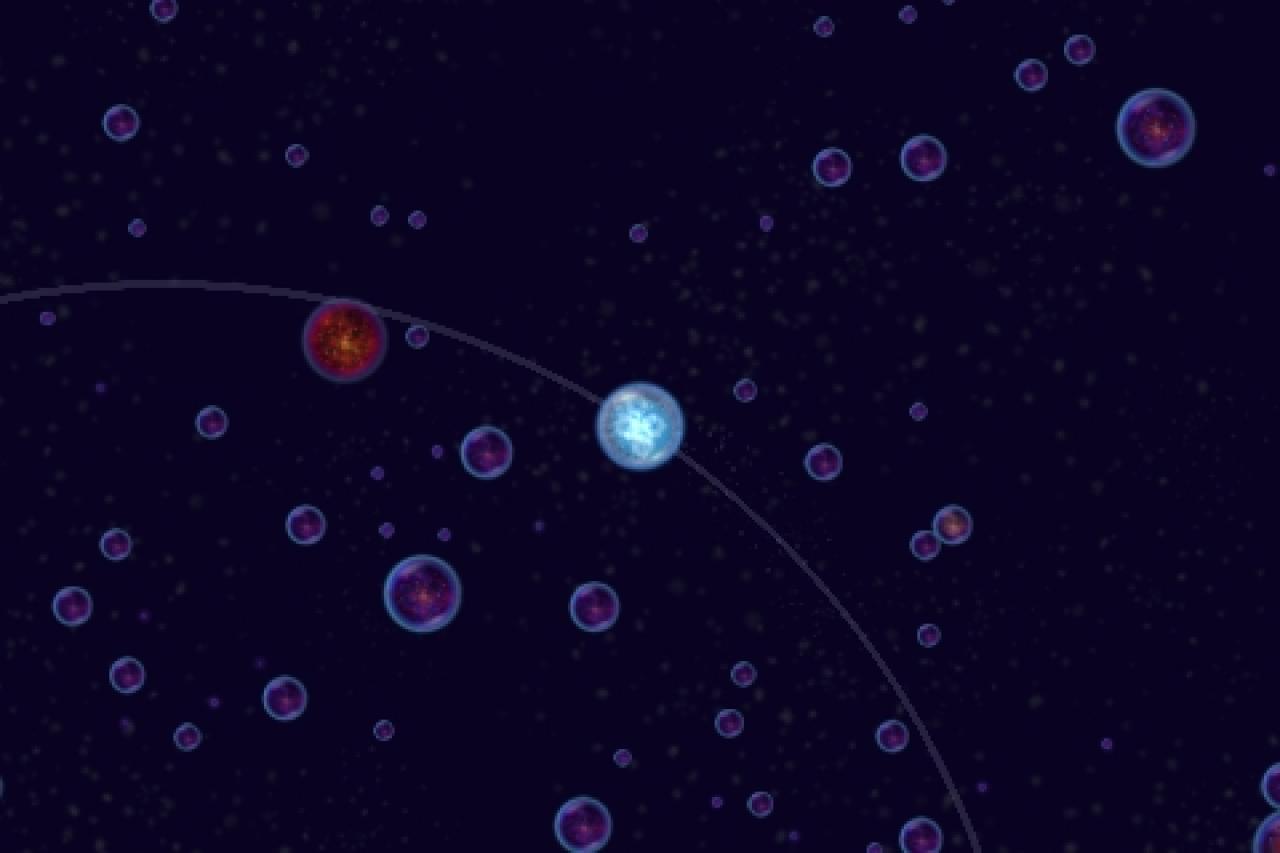 [03/09/2010] Osmos bietet eine Menge Spielmodi. Hier müsst Ihr andere Zellein einsammeln und gleichzeitig im Orbit der größten Zelle bleiben.