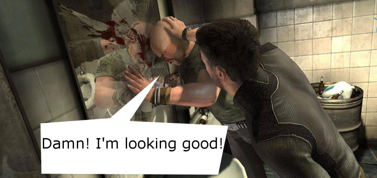 [10/09/2010] Duke Nukem Zitate - Bösewicht aus Splinter Cell Conviction vorm Spiegel