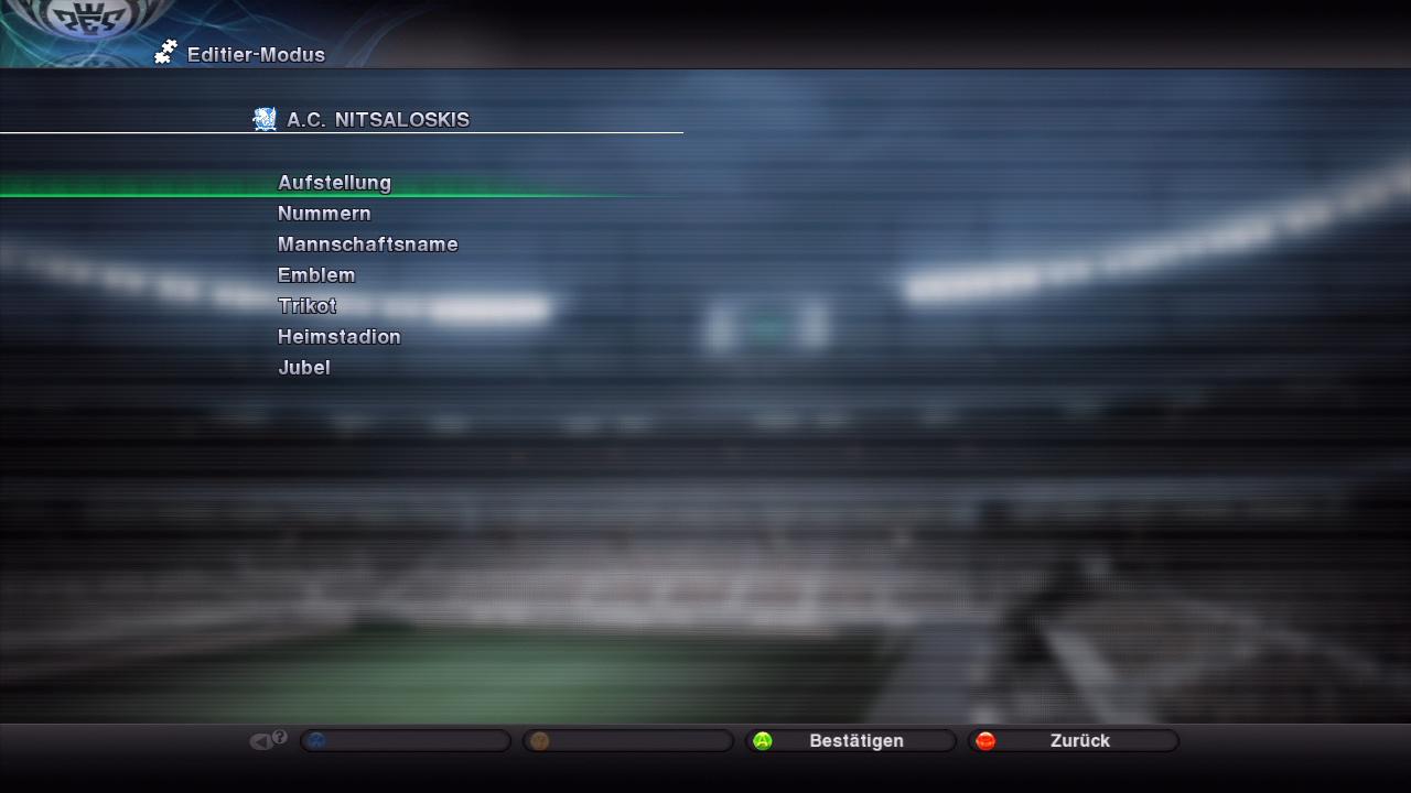 [01/10/2010] PES 2011 Editor - Aufstellung, Emblem oder Teamnamen dürft ihr unter anderem anpassen.