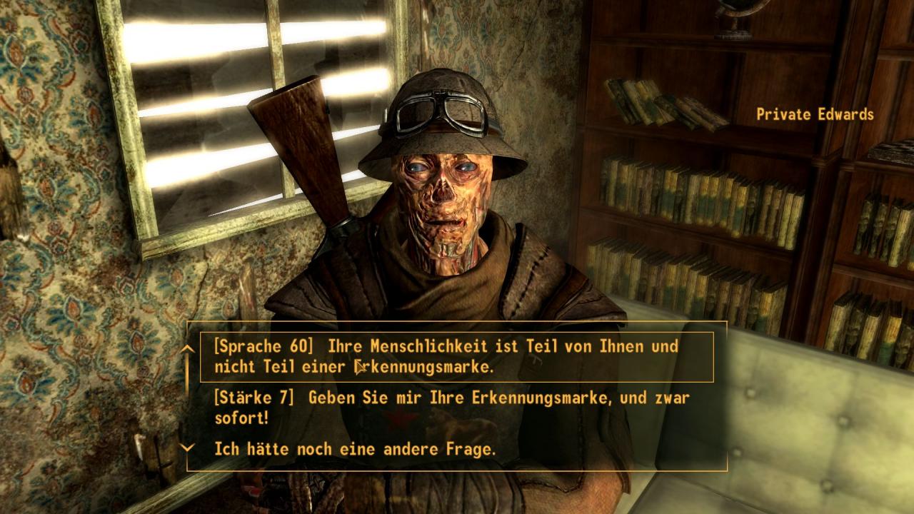 [03/11/2010] Auf der Suche nach verstrahlten RNK-Erkennungsmarken für First Sergeant Astor treffen wir in Searchlight auf diesen Ghul, der sein Dogtag nur widerwillig herausrückt.