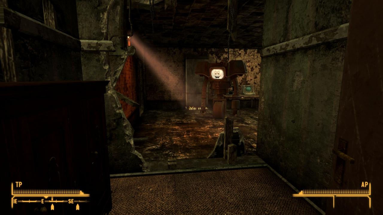 [02/11/2010] Im 13. Stock des Tops stoßen wir hinter der durchbrochenen Wand in Bennys Apartement auf den Roboter Ja-Sager, mit dem wir unsere Übernahme des Strips und den Mord an Mr. House planen.