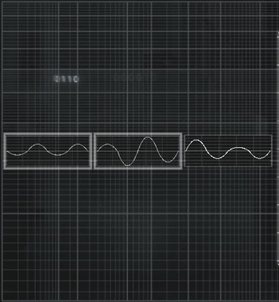 [16/11/2010] Assassin's Creed: Brotherhood Komplettlösung: Glyphen-Rätsel Nr. 4: Bei dieser Rätselsorte sollt ihr Sinuswellen so überlagern, dass sich die groß dargestellte Schwingung ergibt. Wählt die ersten beiden Schablonen.