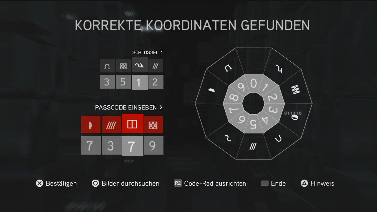 [16/11/2010] Assassin's Creed: Brotherhood Komplettlösung: Glyphen-Rätsel Nr. 5: Wählt ihr die abgebildeten Symbole für den Code, ist auch die letzte Denkhürde übersprungen. 