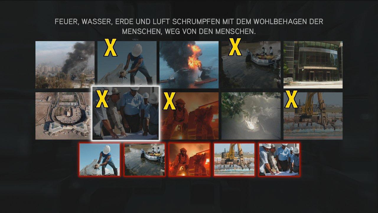 [16/11/2010] Assassin's Creed: Brotherhood Komplettlösung: Glyphen-Rätsel Nr. 7: Gesucht sind diesmal Menschen, die gegen die Elemente kämpfen. Die fünf gezeigten Bilder führen euch zum Erfolg.
