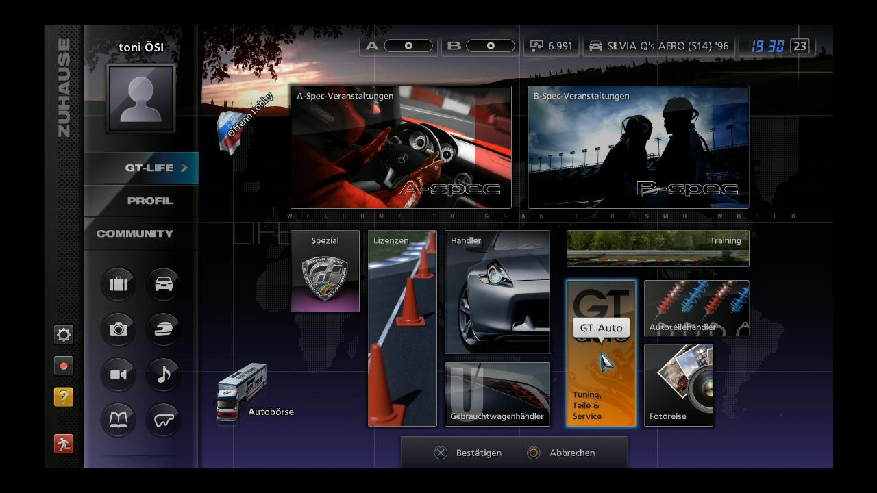 [24/11/2010] GT-Auto-Bildschirm in Gran Turismo 5. 