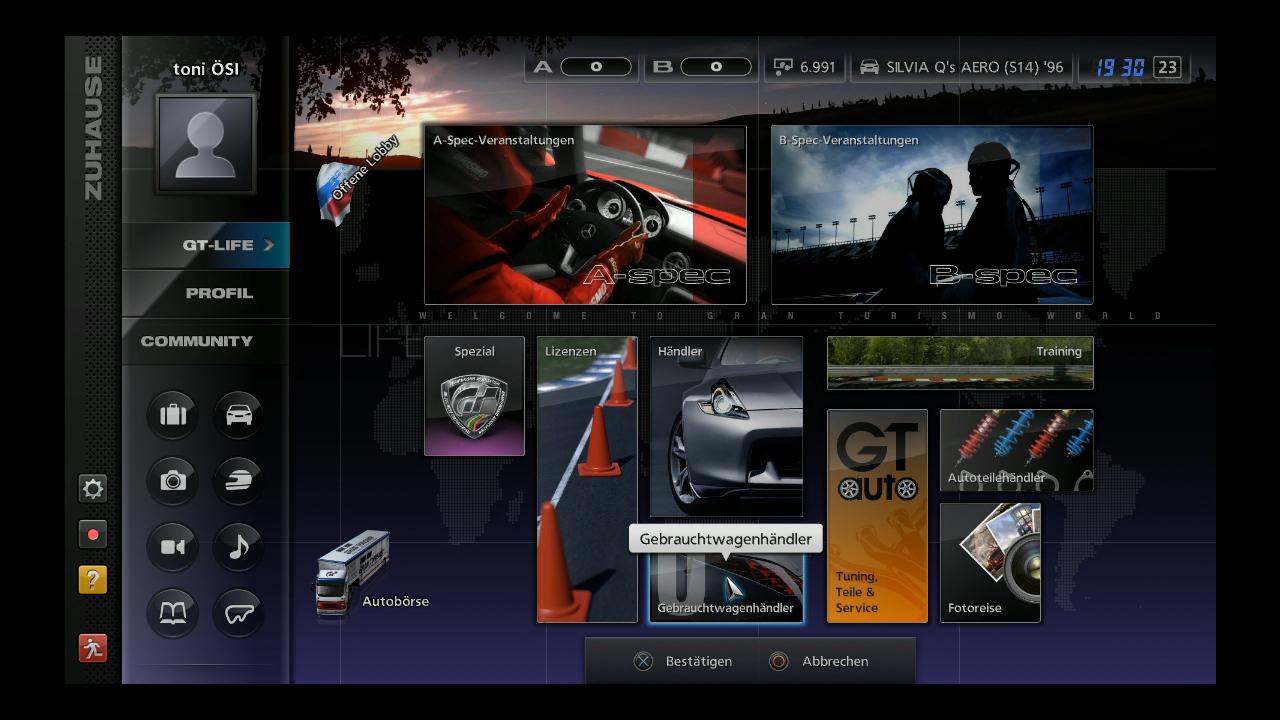 [24/11/2010] Gebrauchtwagen-Bildschirm in Gran Turismo 5. 