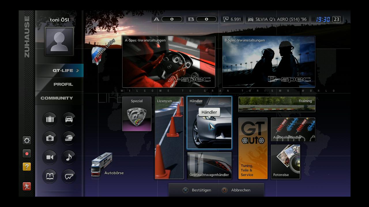 [24/11/2010] Händler-Bildschirm in Gran Turismo 5. 