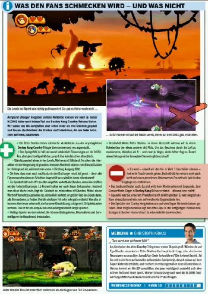 [10/11/2010] Wir konnten eine fast fertige Version von Donkey Kong Country Returns bereits ausgiebig spielen. In der neuen N-ZONE verraten wir euch, ob uns ein neuer Hit bevorsteht. (2)