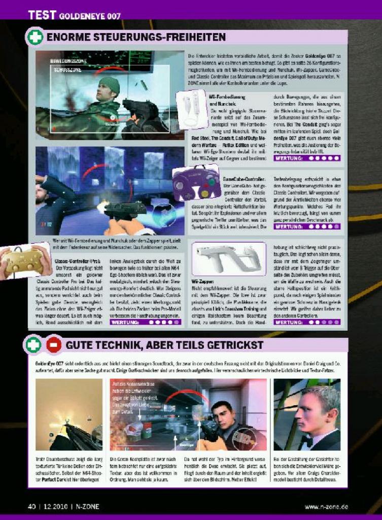 [10/11/2010] Wie schlägt sich GoldenEye 007 auf der Wii? In der N-ZONE 12/10 lest ihr den Test!