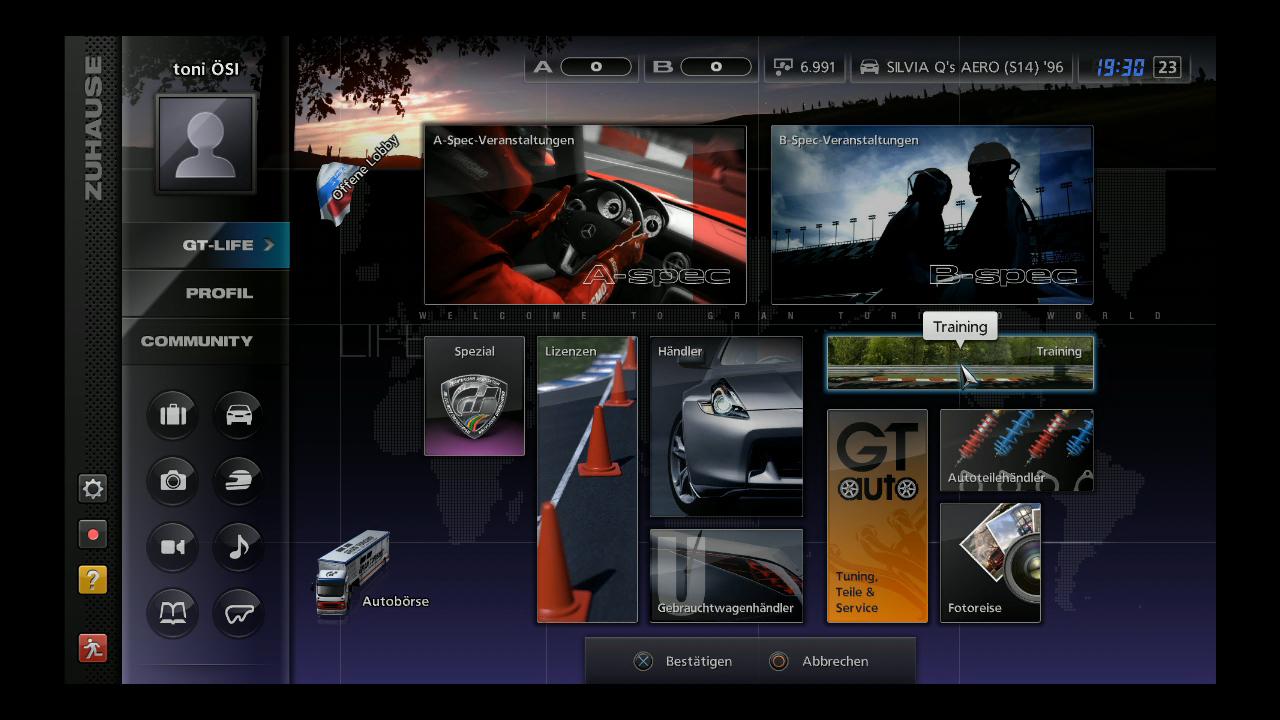 [24/11/2010] Training-Bildschirm in Gran Turismo 5. 